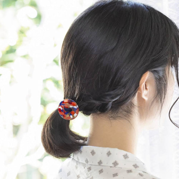 헤어 드롭 수제 유리 구슬 머리끈 라즈베리 레드 글래스