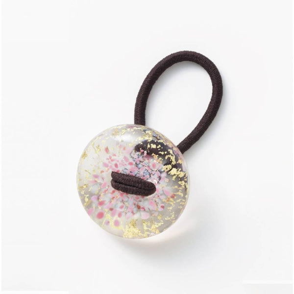 헤어 드롭 수제 유리 구슬 머리끈 사쿠라 핑크 유리