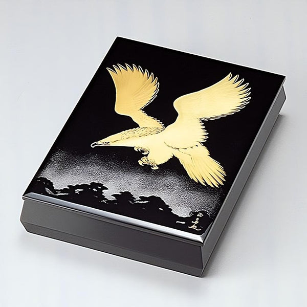 Isuke 손수 옻칠한 나무 A4 수납 상자 Pine & Hawk