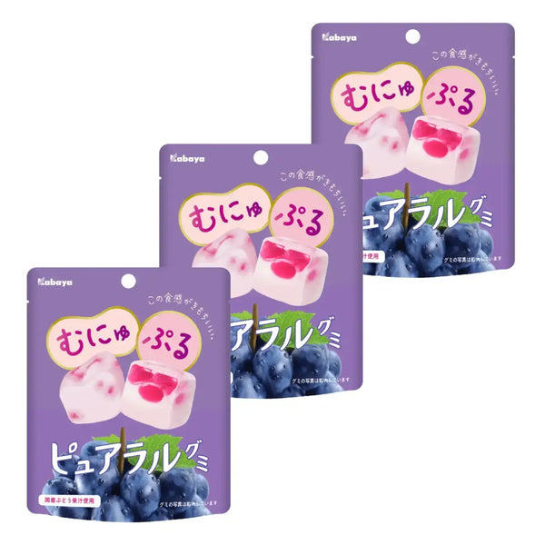 카바야 퓨레랄 구미 캔디 소프트 에어리 포도 구미 58g (3팩)