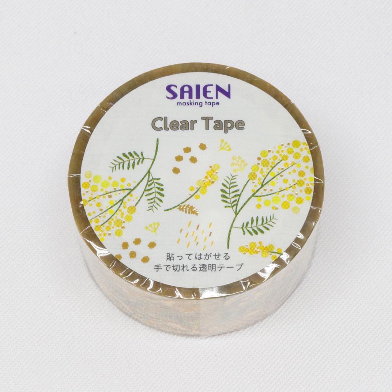 Kamiiso 사이엔 와시 테이프 노란색 꽃 무늬 골드 클리어 테이프 20mm