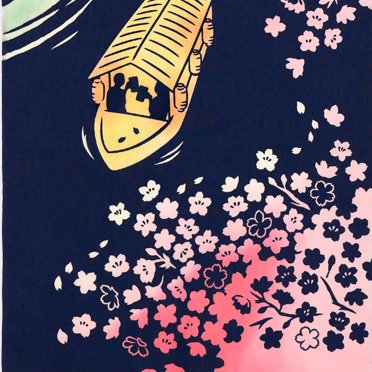 케네마 테누구이 밤 사쿠라 일본 전통 손으로 염색한 천