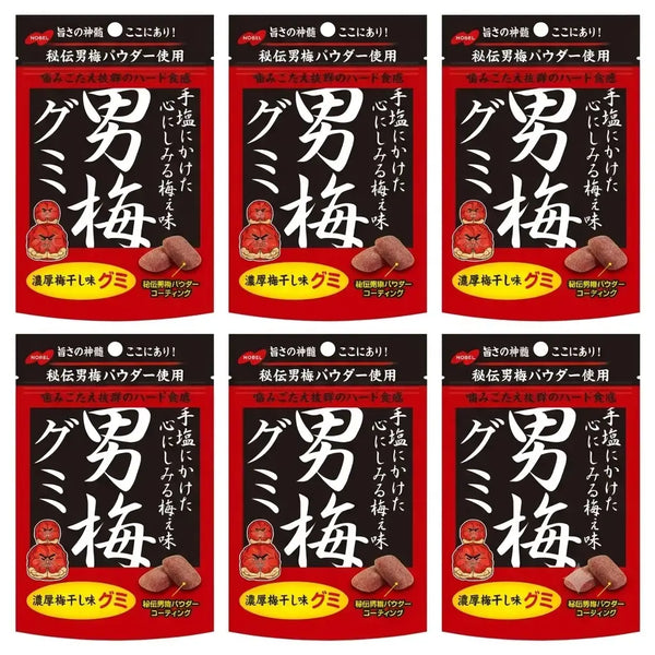Nobel Otoko 매실 매실 구미 짭짤하고 신맛이 나는 구미 캔디 38g (6개 팩)