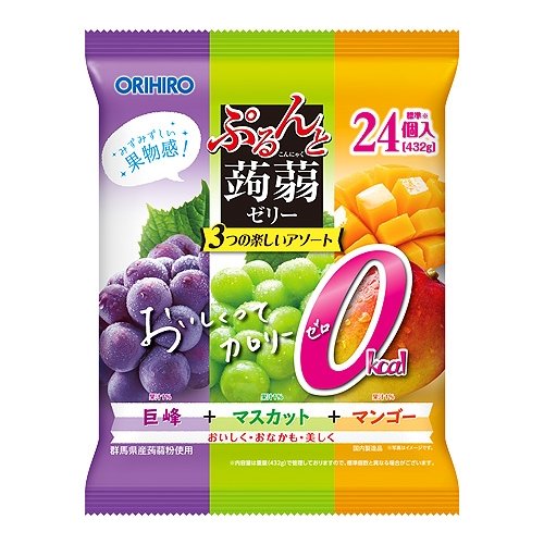 오리히로 0칼로리 한입 크기 과일 곤약 젤리 모듬 432g
