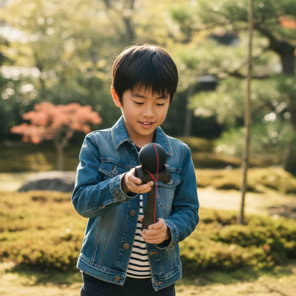 오조라 켄다마 수제 JKA 인증 컵 앤 볼 장난감 올 블랙