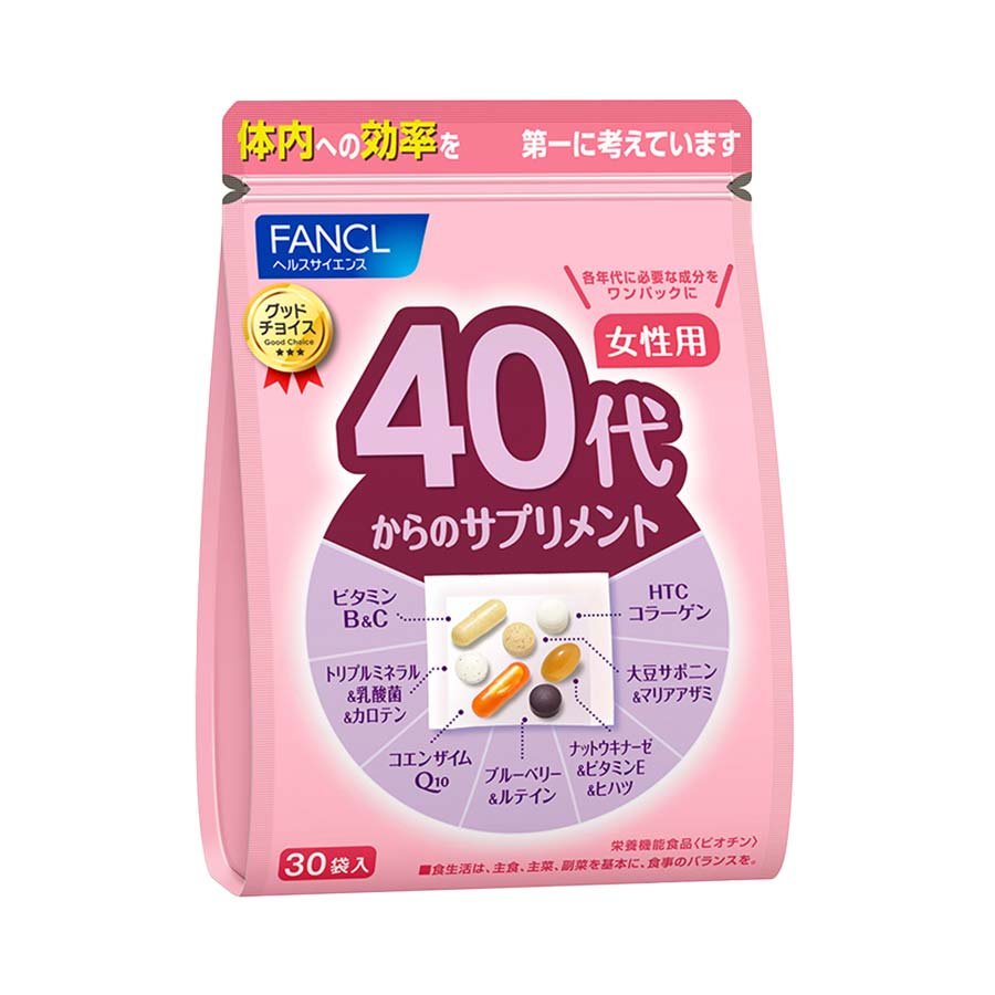 FANCL 40대 여성을 위한 건강 비타민 & 영양제 팩 (30정)