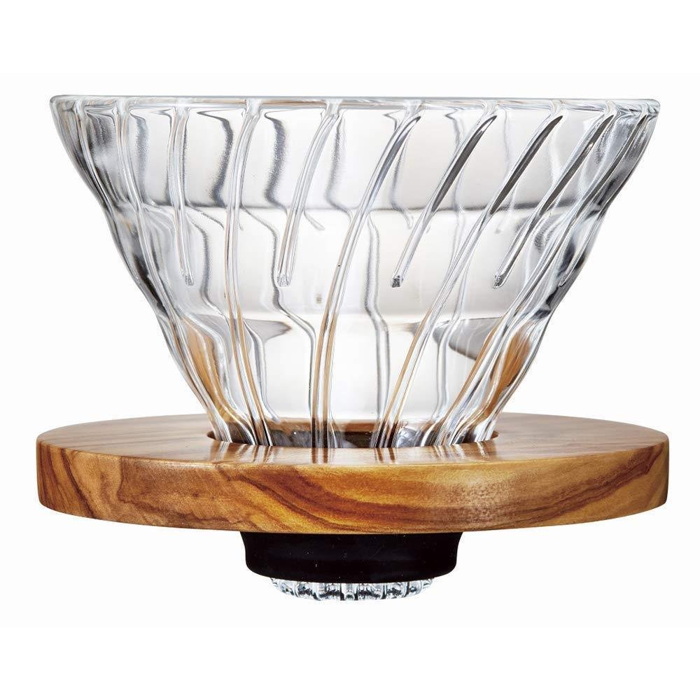 Hario V60 유리 커피 드리퍼 + 올리브 우드 1-4컵 VDGR-02-OV