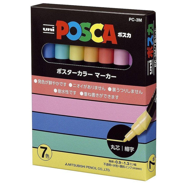 유니 미츠비시 포스카 페인트 파스텔 마커 세트 7색 PC-3M 7C