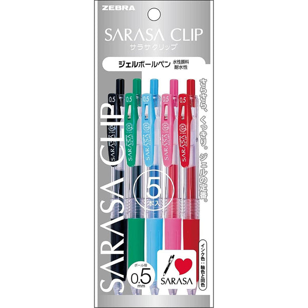 얼룩말 사라사 클립 젤 잉크 펜 5색 0.5mm P-JJ15-5A
