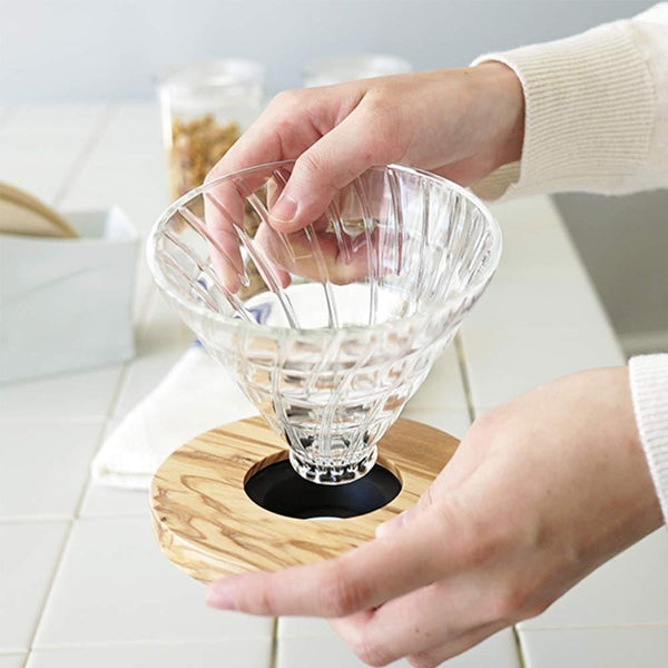 Hario V60 유리 커피 드리퍼 + 올리브 우드 1-4컵 VDGR-02-OV