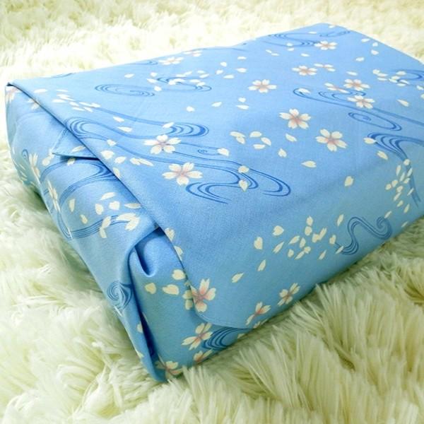세이란 보자기 블루 플로팅 사쿠라 꽃 코튼 보자기