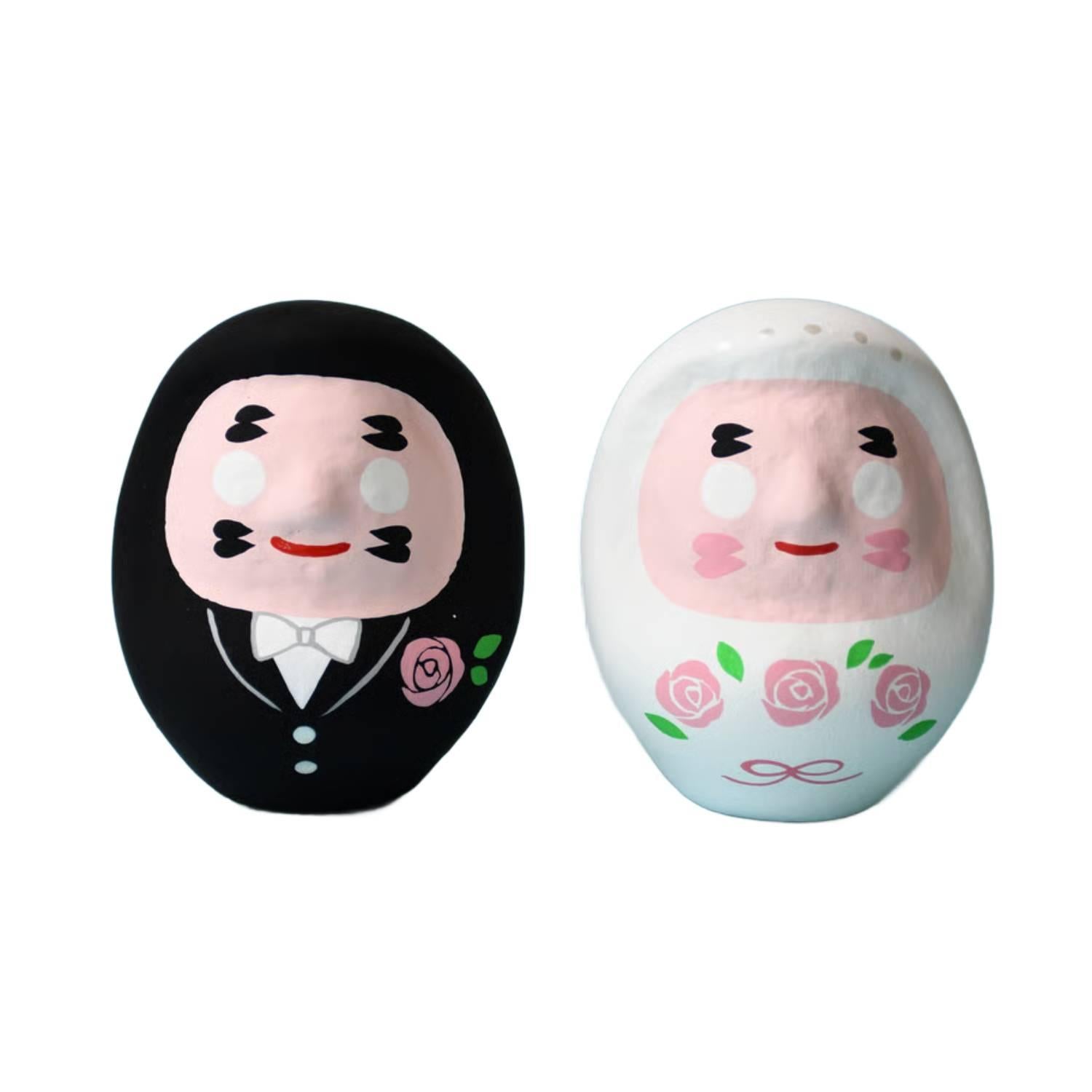 시라카와 다루마 신랑신부 페어 다루마 인형 세트 8.5cm