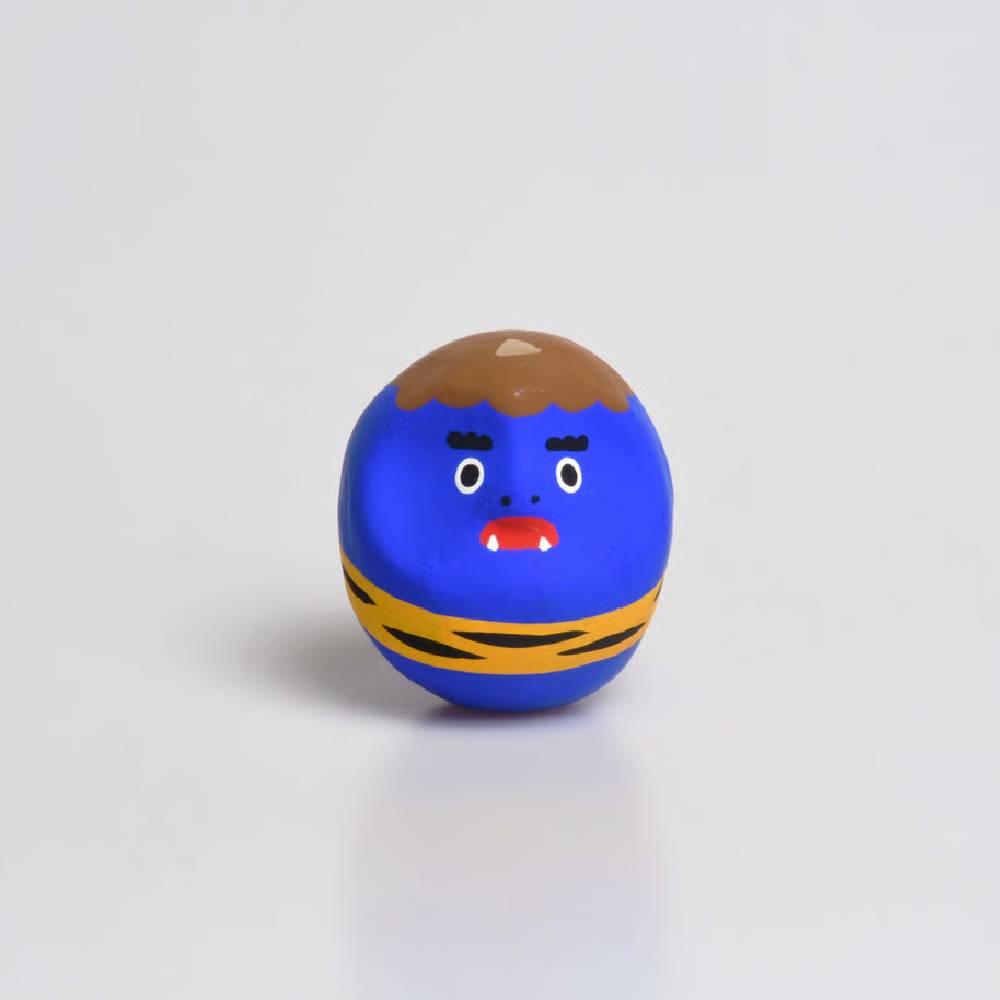 시라카와 다루마 악마 블루 오니 다루마 인형 행운의 부적 4.5cm