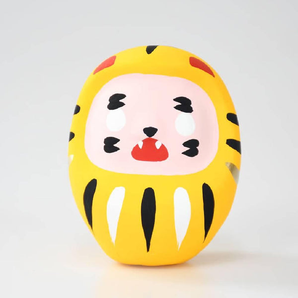시라카와 다루마 노란 호랑이 다루마 인형 귀여운 호랑이 행운의 부적 8.5cm