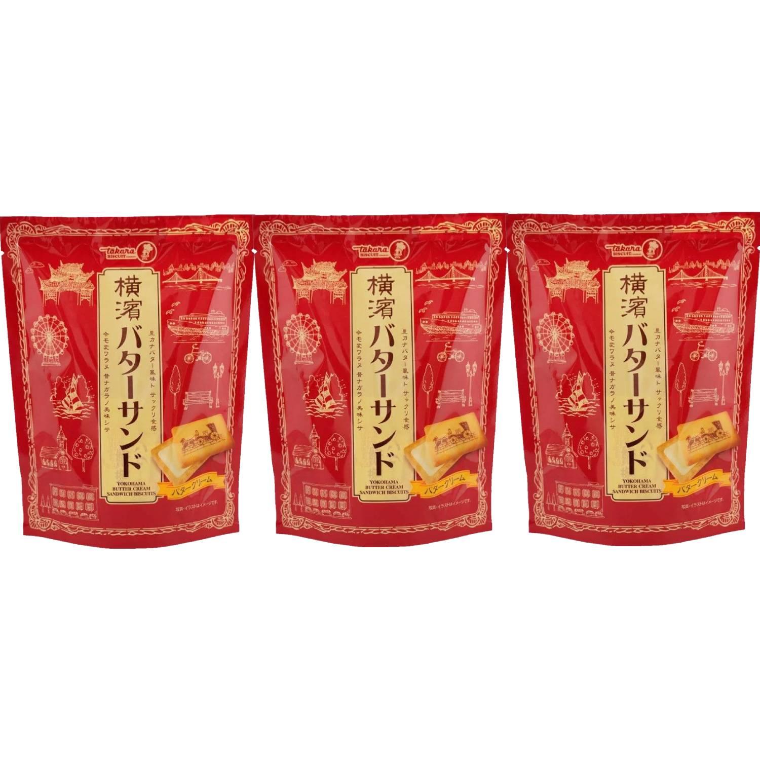 다카라 비스킷 요코하마 버터 크림 샌드위치 비스킷 7개 (3팩)