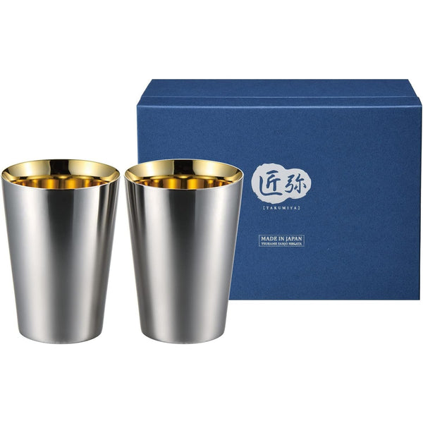 타쿠미야 더블월 24k 금도금 텀블러 270ml (2개 세트)