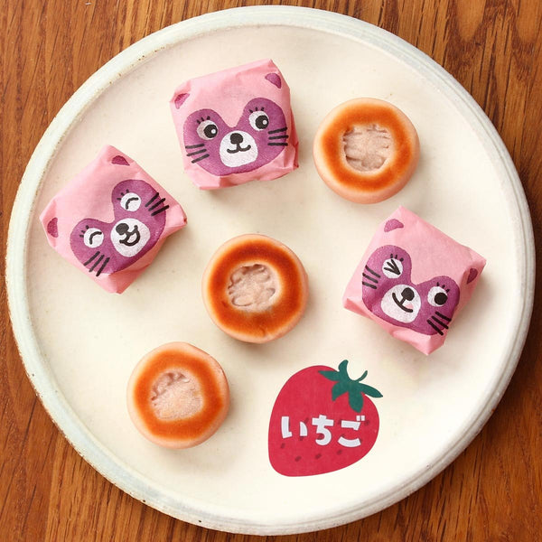 다누키 만주 전통 딸기가 가득한 한입 크기 케이크 (3팩)