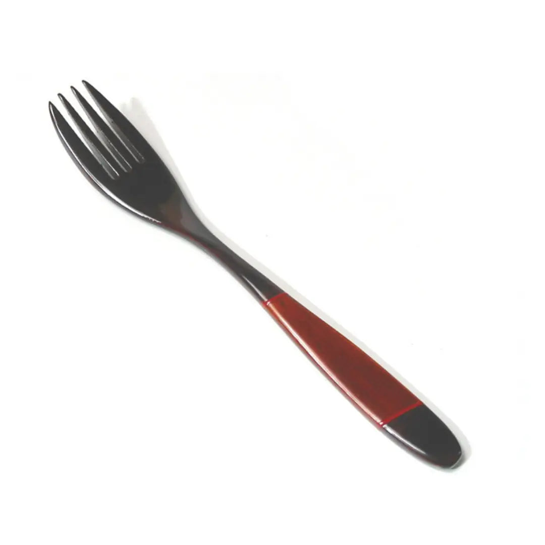 우루시 옻칠한 나무 포크 경량 칼 붙이 블랙 & 레드