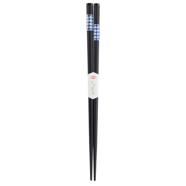 와카사 칠기 젓가락 미노 도자기 작은 접시 체크 블루 23cm