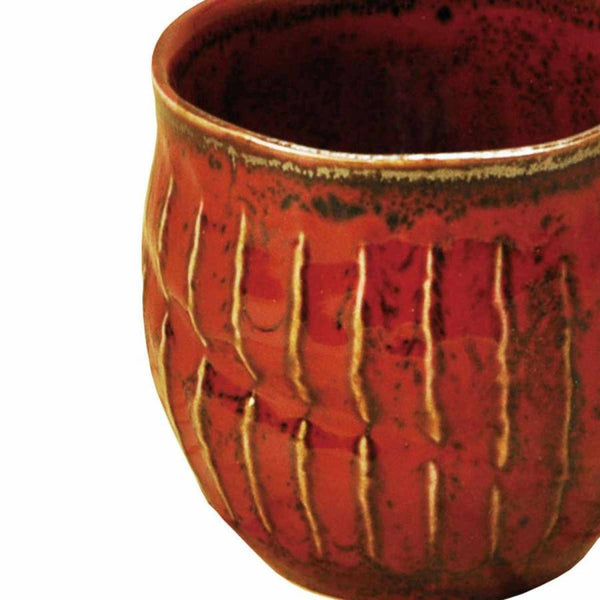 소박한 찻잔 수제 미노와 도자기 컵 레드 & 옐로우