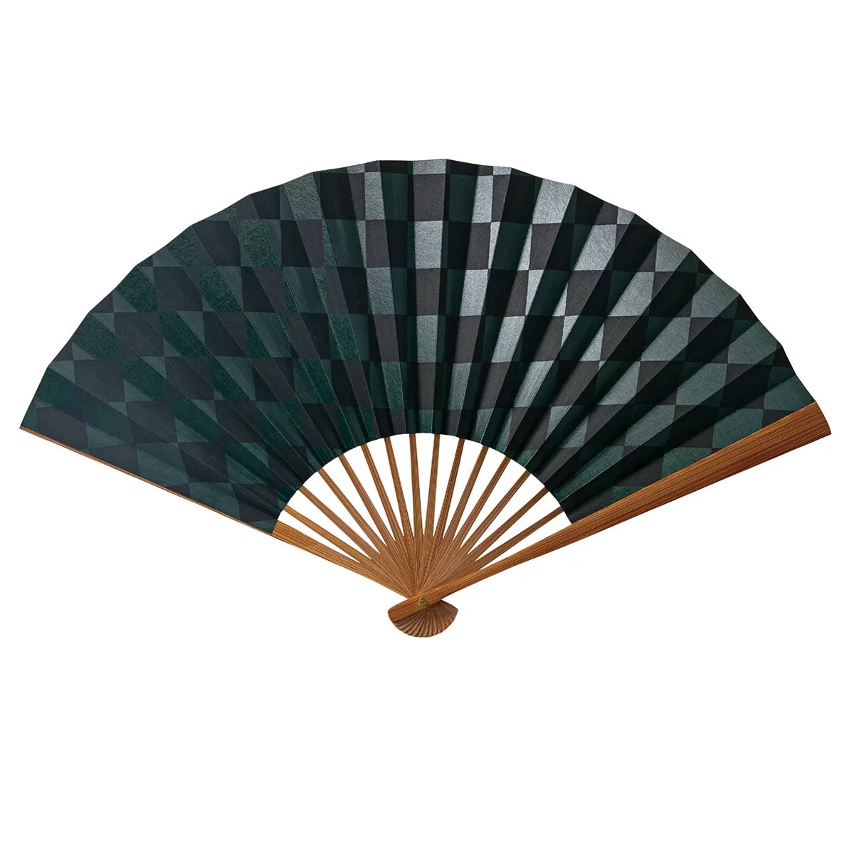 야마니 블랙 이치마츠 패턴 대형 일본 센수 접이식 부채 25.5cm