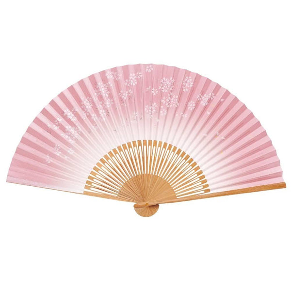 야마니 벚꽃 디자인 핑크 센수 휴대용 접이식 부채 21.5cm