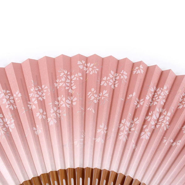 야마니 벚꽃 디자인 핑크 센수 휴대용 접이식 부채 21.5cm
