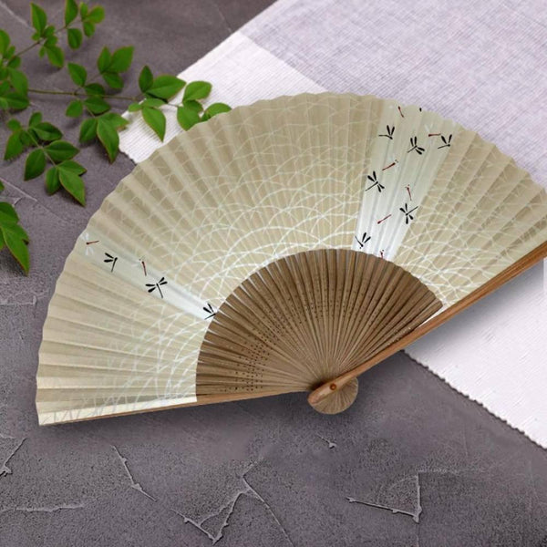 Yamani 잠자리 디자인 골드 Sensu 휴대용 접이식 팬 21.5cm