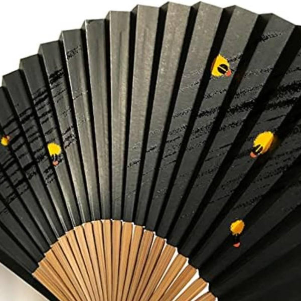 Yamani 반딧불 디자인 블랙 센수 휴대용 접이식 팬 22.5cm