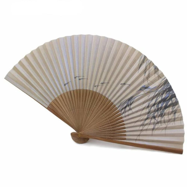 야마니 물총새 새 베이지 센수 휴대용 접이식 부채 21.5cm