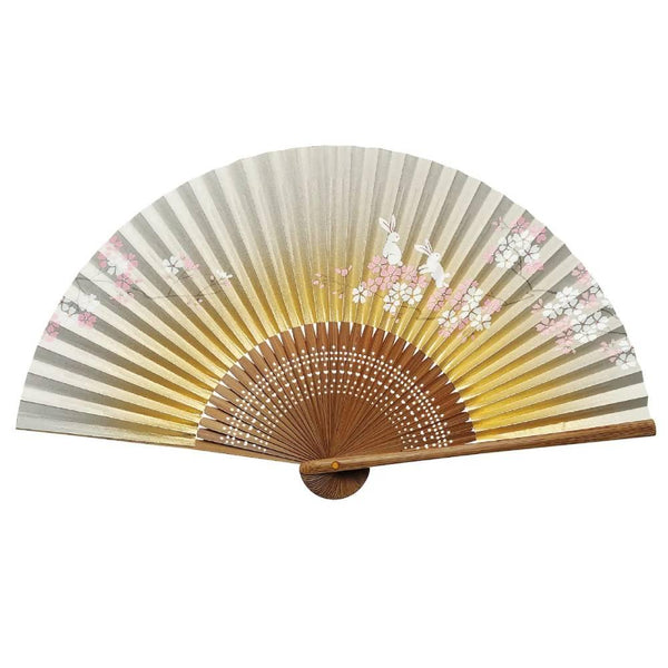 야마니 사쿠라 & 토끼 작은 센수 휴대용 부채 19.5cm