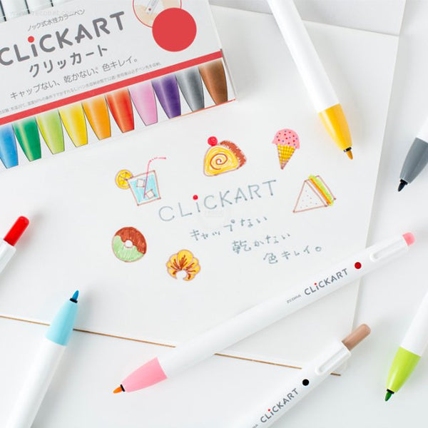 Zebra Clickart 수성 총알 팁 개폐식 마커 36색